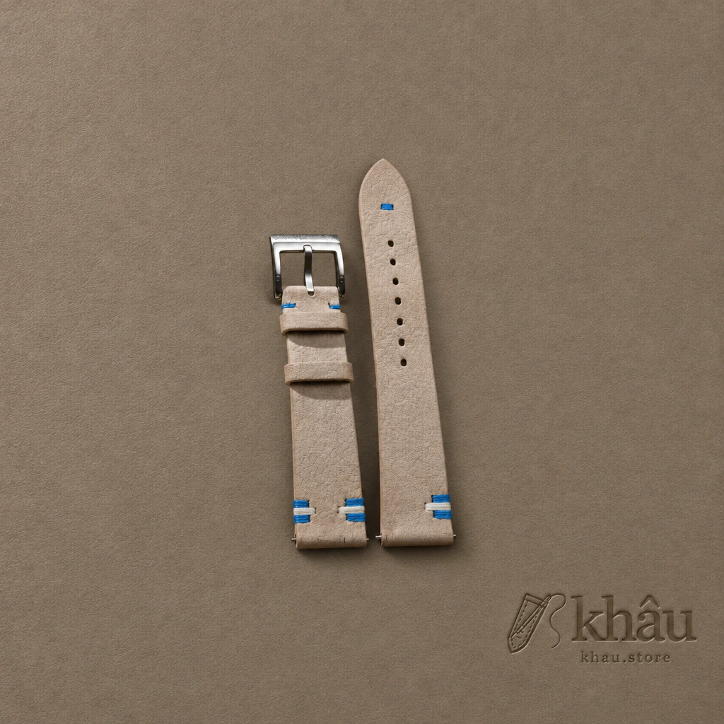 Cream Nubuck Leather Scotland Flag Watch Strap — front view