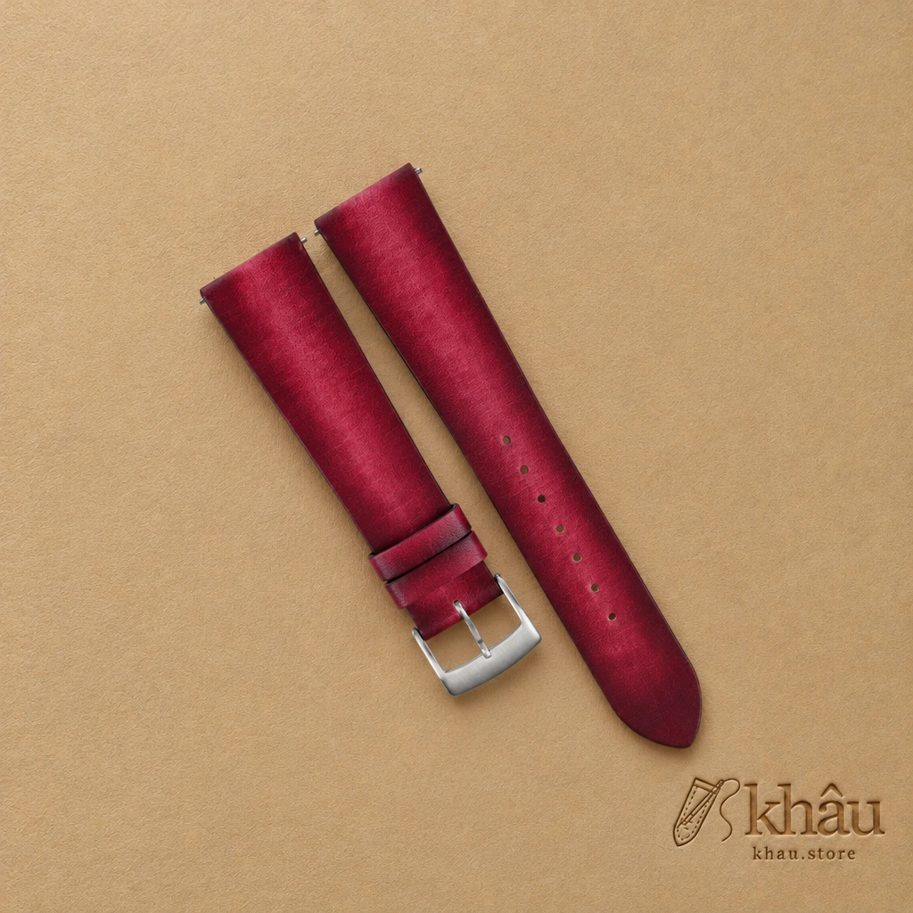 Patina Bordeaux Vegetable Tanned Leather Watch Strap — front view