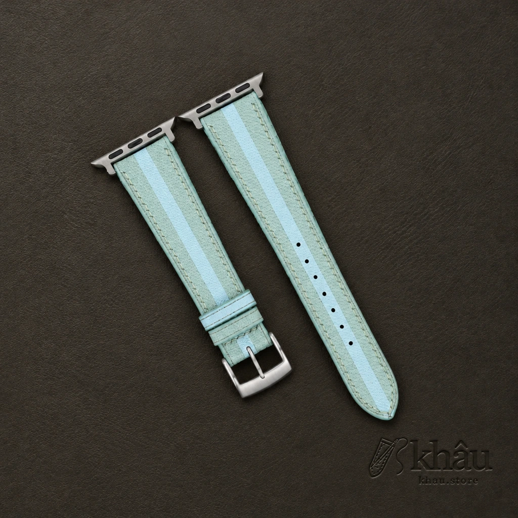 Duocolor Turquoise Alran Sully Leather Apple Watch Band — front view