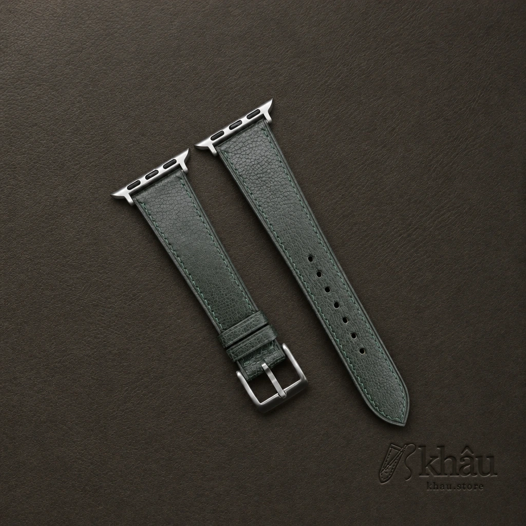 Green Alran Chevre Sully Leather Apple Watch Band — front view
