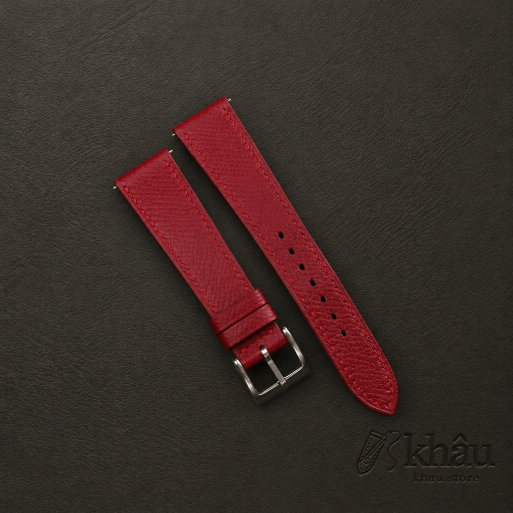 Red Epsom Leather Watch Strap — front view