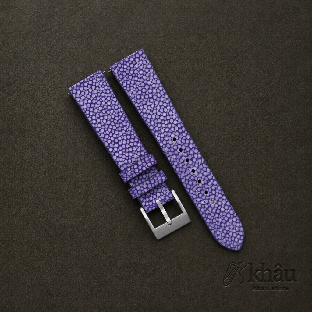 Vintage Light Violet Stingray Leather Watch Strap — front view
