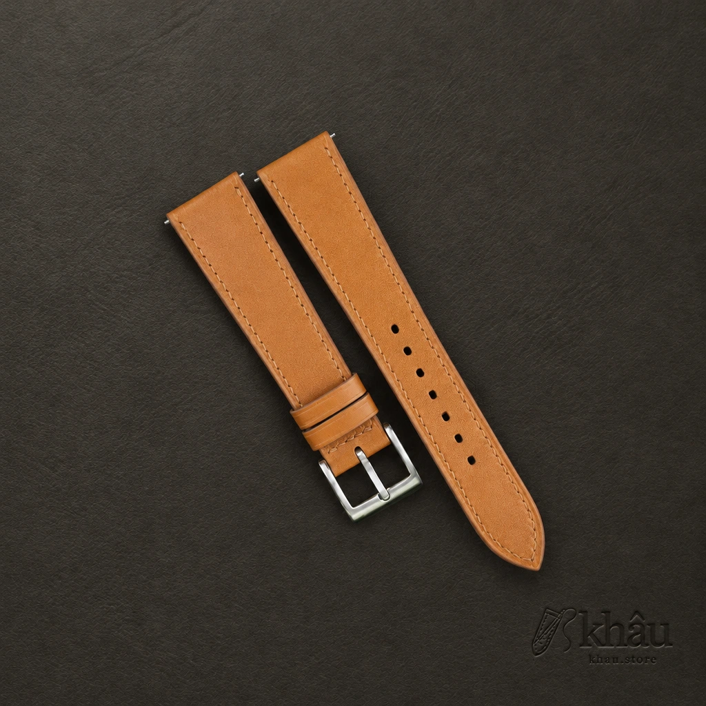 Honey Smooth Calf Leather Watch Strap — front view