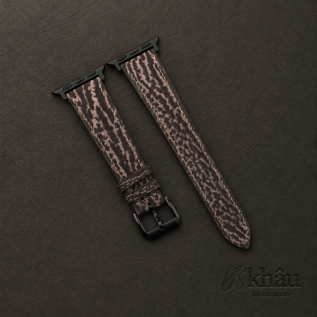 Brown Shark Leather Apple Watch Band — front view