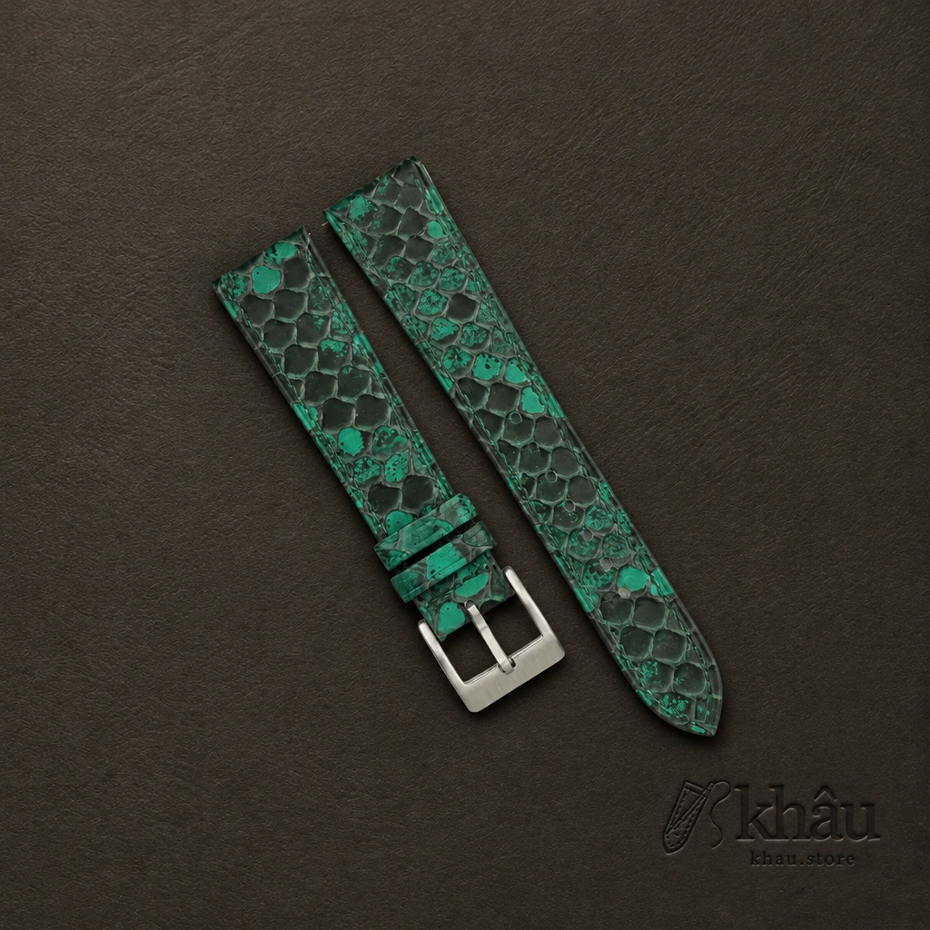 Green Python Leather Watch Strap — front view
