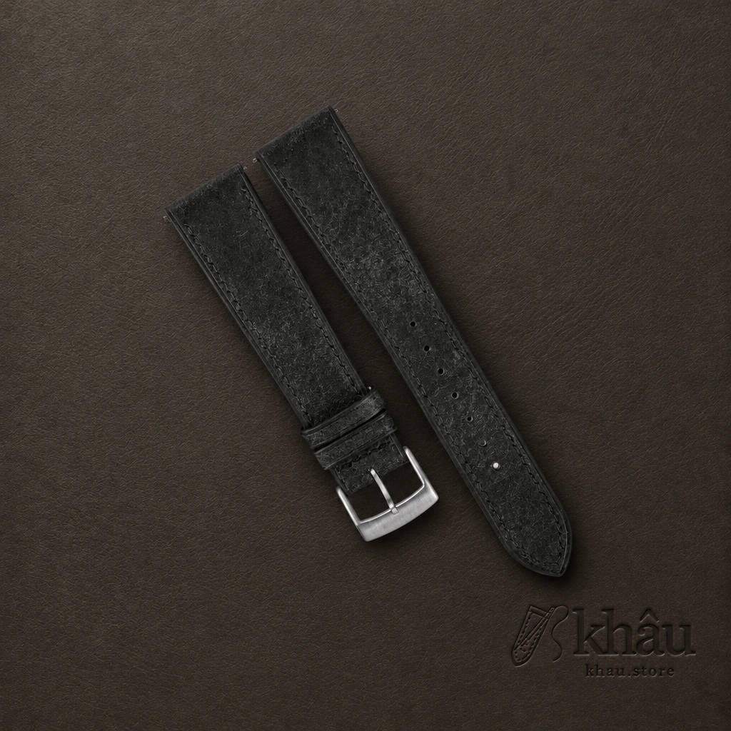Aquamarine Blue Habana Leather Watch Strap — front view