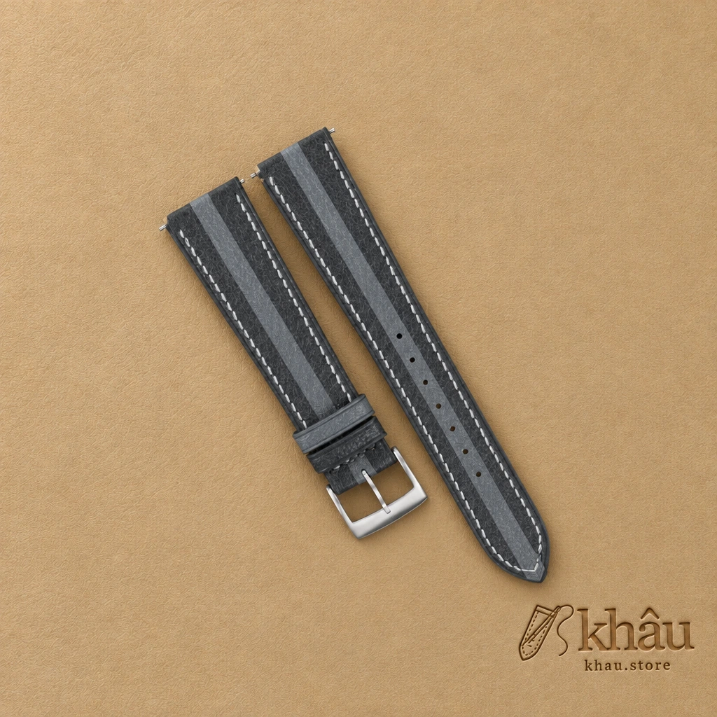 Duocolor Dark Grey Alran Sully Leather Watch Strap — front view