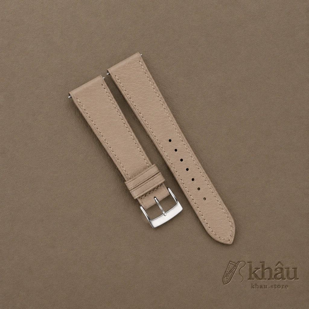 Beige Peccary Leather Watch Strap — front view