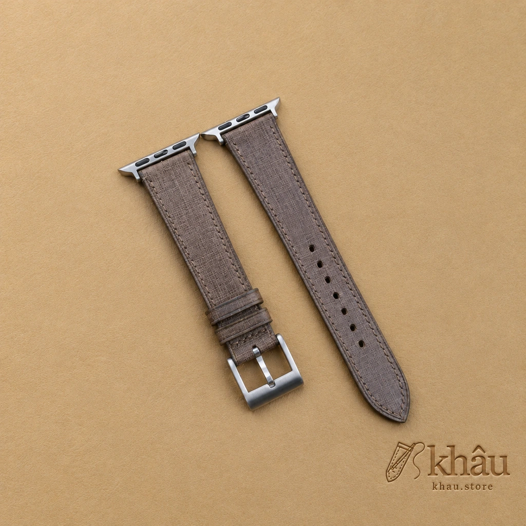 Dark Brown Babele Leather Apple Watch Band — front view