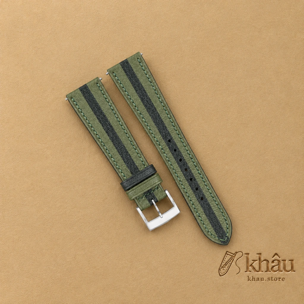 Duocolor Moss Alran Sully Leather Watch Strap — front view
