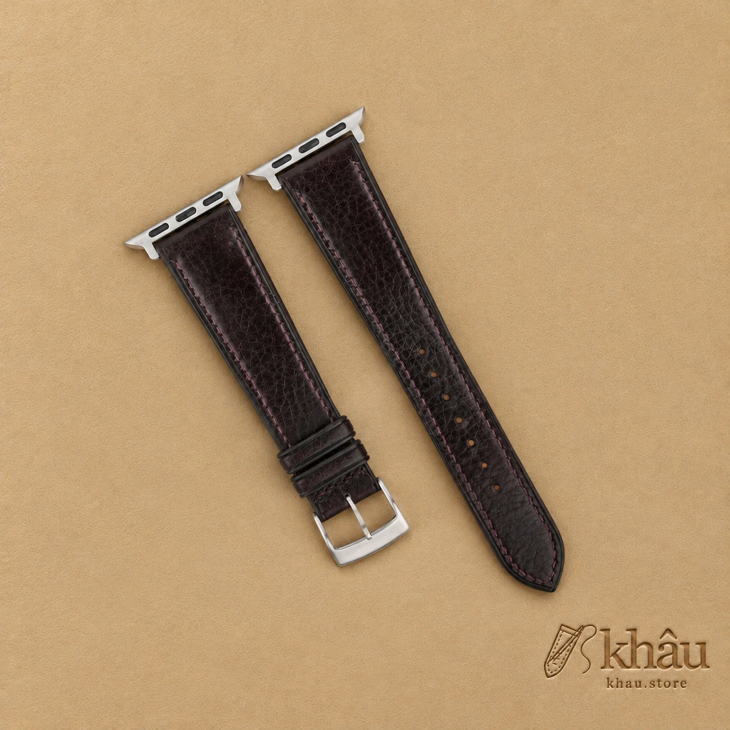Dark Brown Vachetta Leather Apple Watch Band — front view