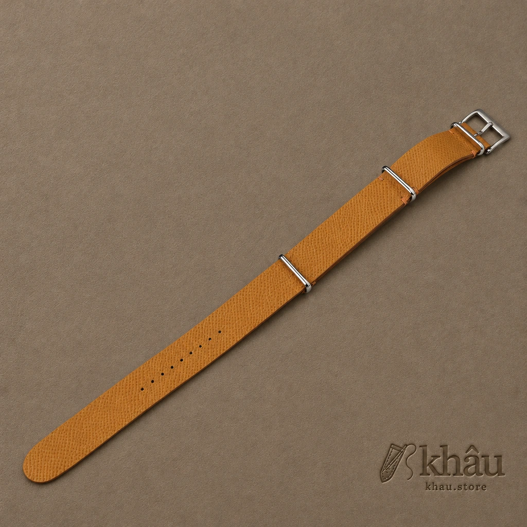 NATO Sesame Epsom Lining Sesame Epsom Leather Watch Strap — front view