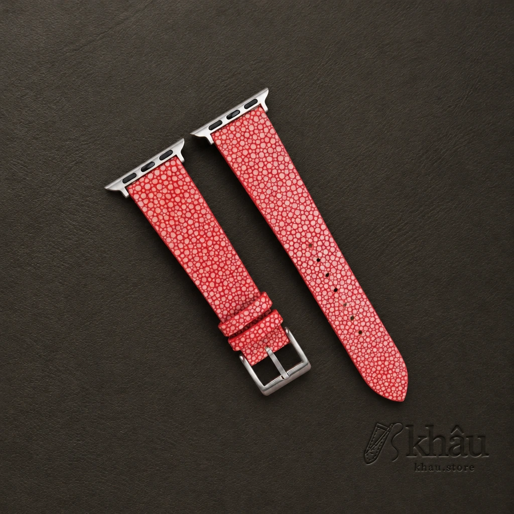 Red Stingray Leather Apple Watch Band — front view