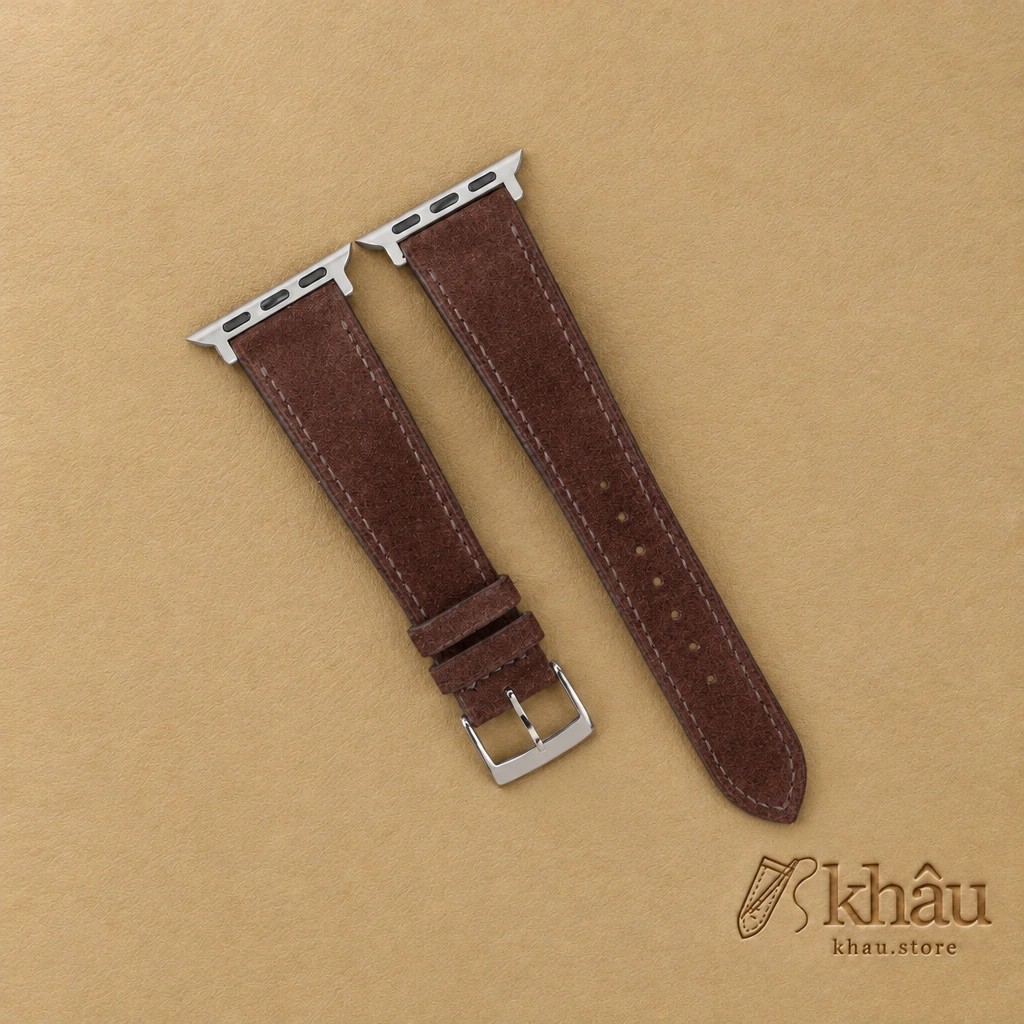 Dark Brown Suede Leather Apple Watch Band — front view