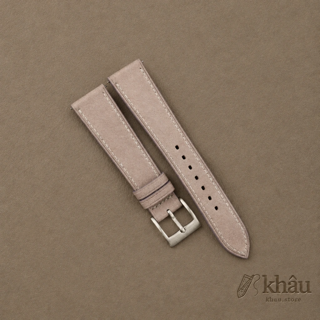 Pastel Nude Nubuck Leather Watch Strap — front view