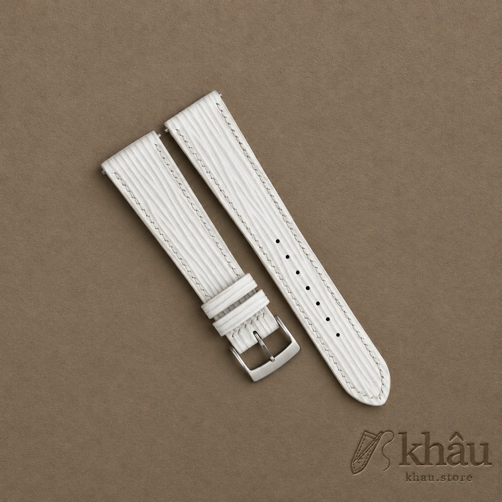 White Epi Leather Watch Strap — front view