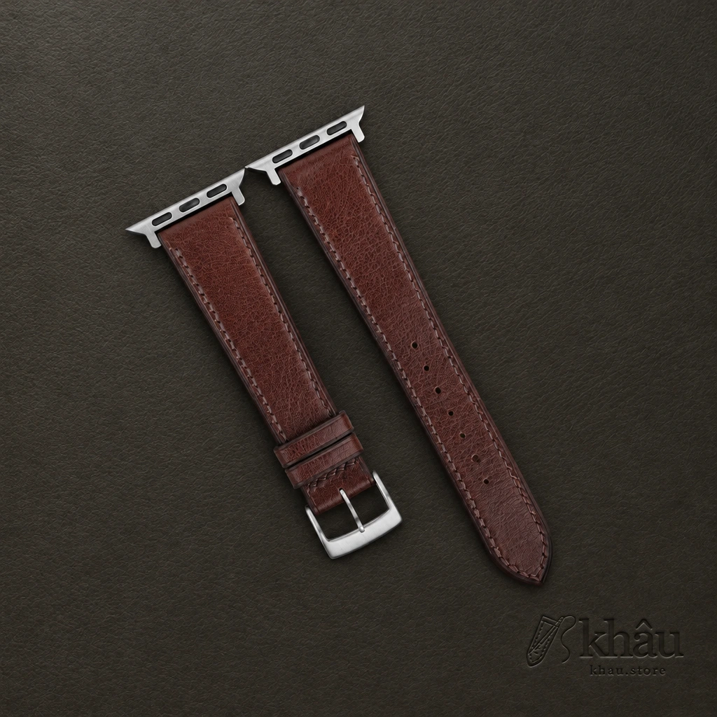 Brown Vachetta Leather Apple Watch Band — front view