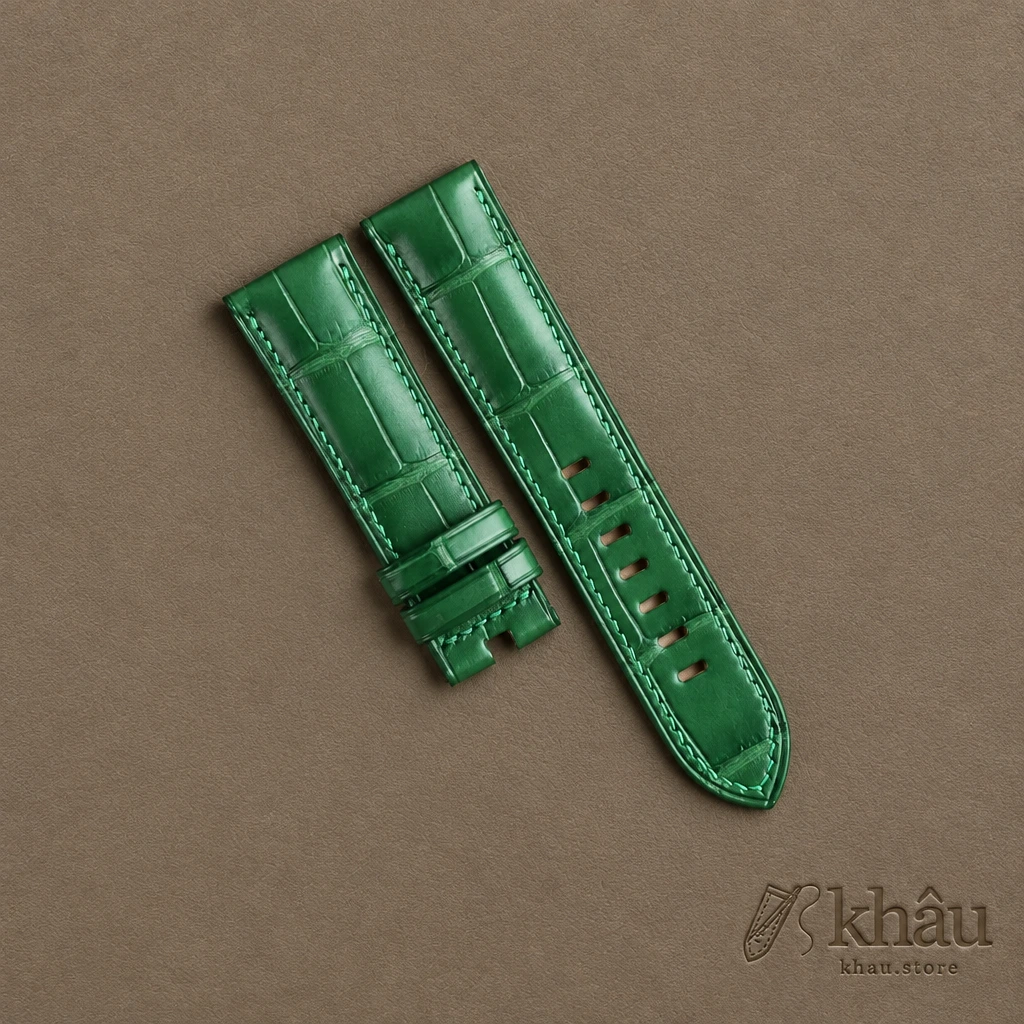 Light Green Alligator Leather Strap for PAM Watch — front view