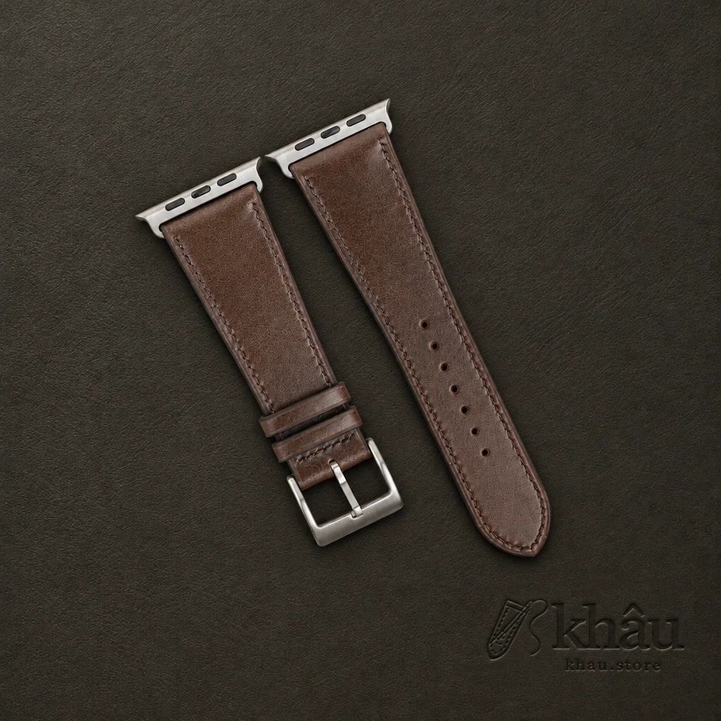 Umber Brown Box Calf Leather Apple Watch Ultra Band — front view