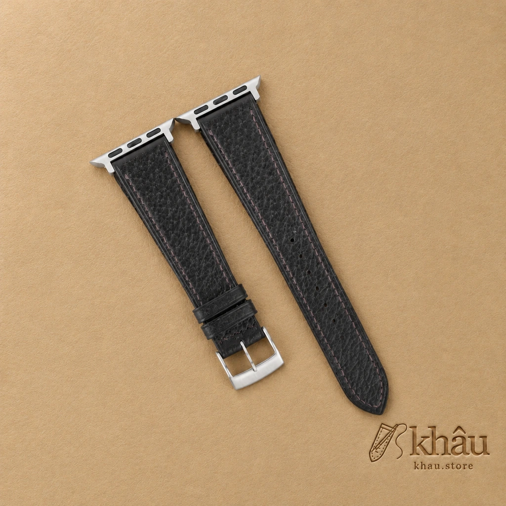 Chocolate Peccary Leather Apple Watch Band — front view