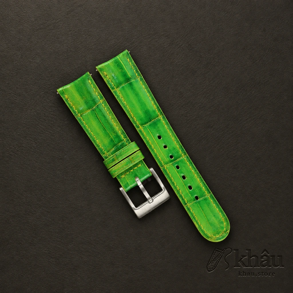Patina Bamboo Alligator Leather Watch Strap — front view