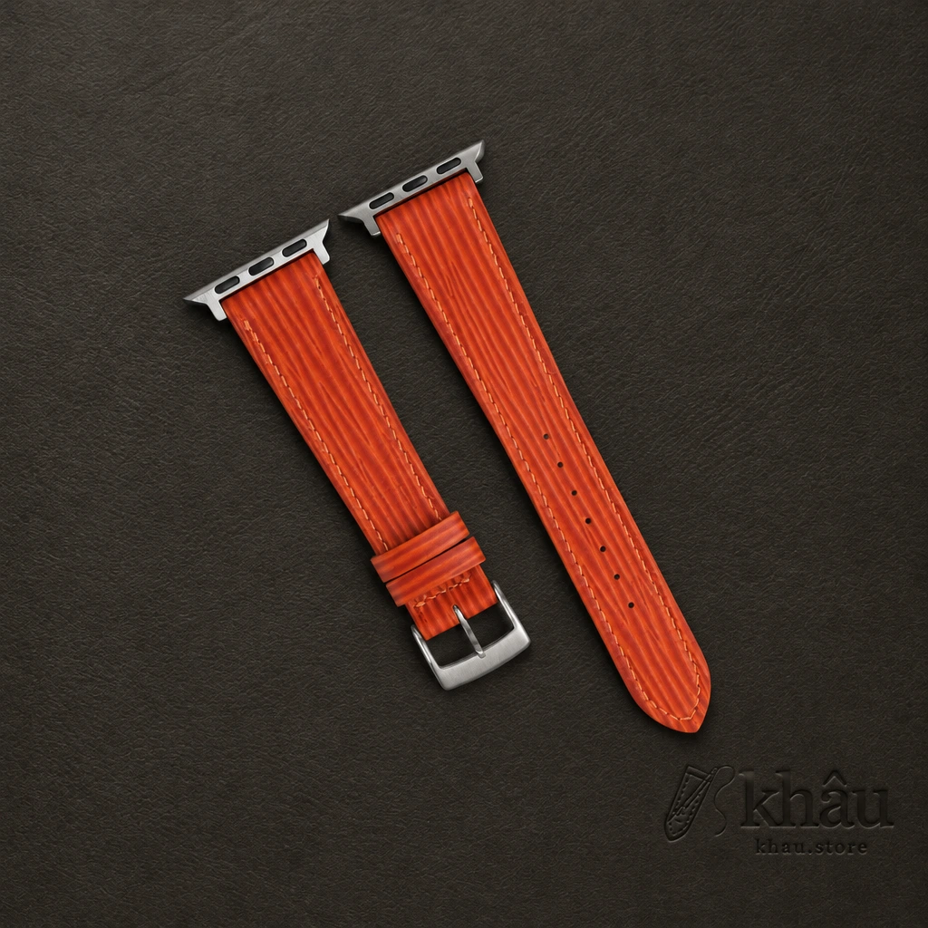 Orange Epi Leather Apple Watch Band — front view
