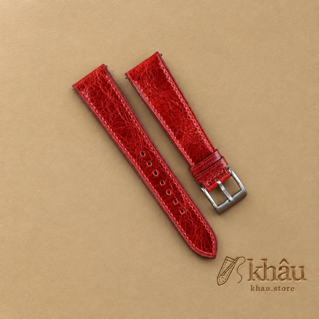Bordeaux Waxed Leather Watch Strap — front view