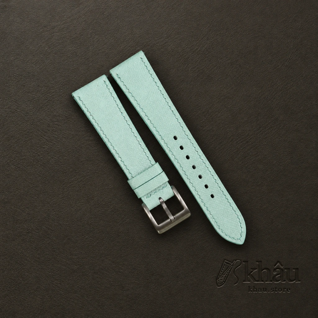 Turquoise Saffiano Leather Watch Strap — front view