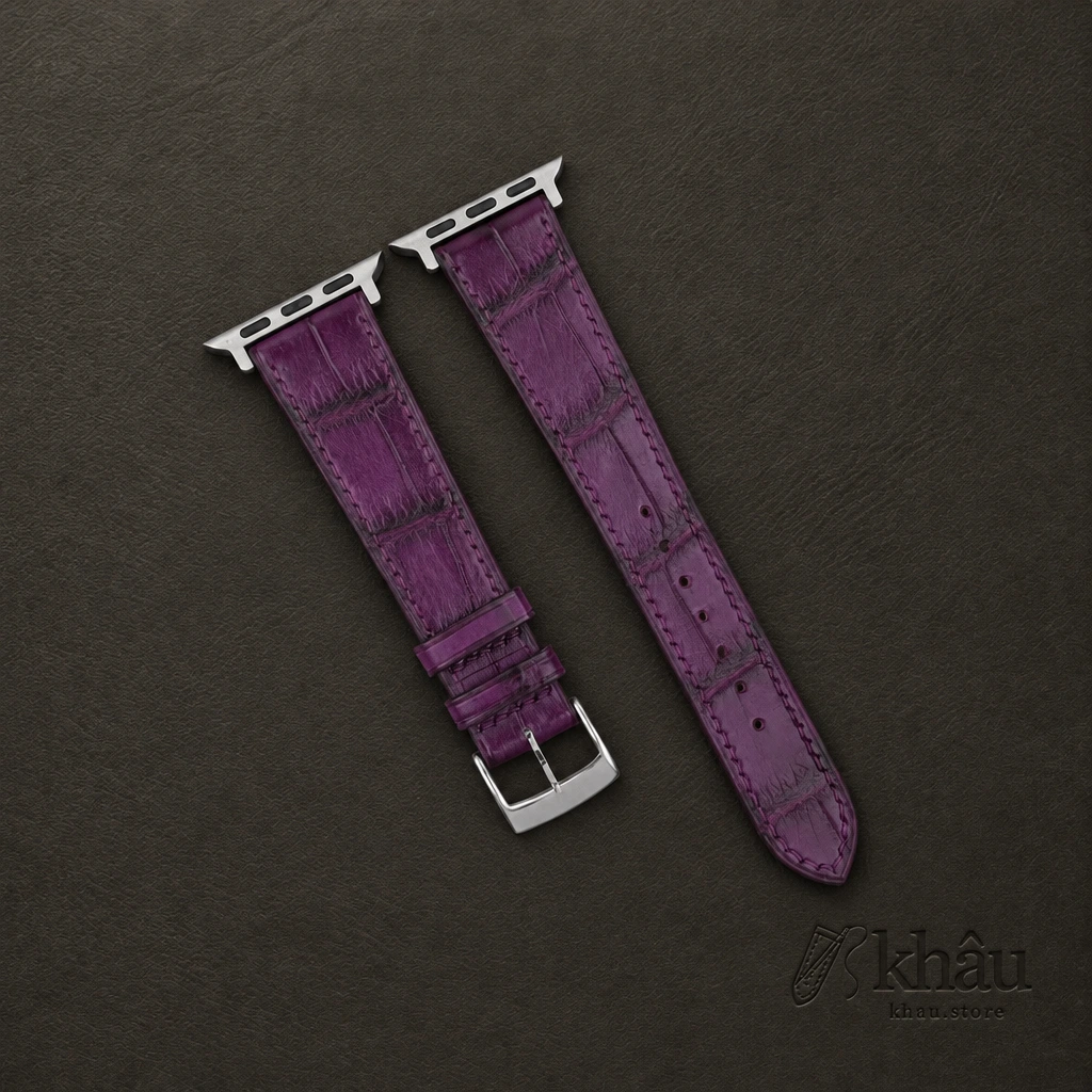 Purple Alligator Leather Apple Watch Band — front view