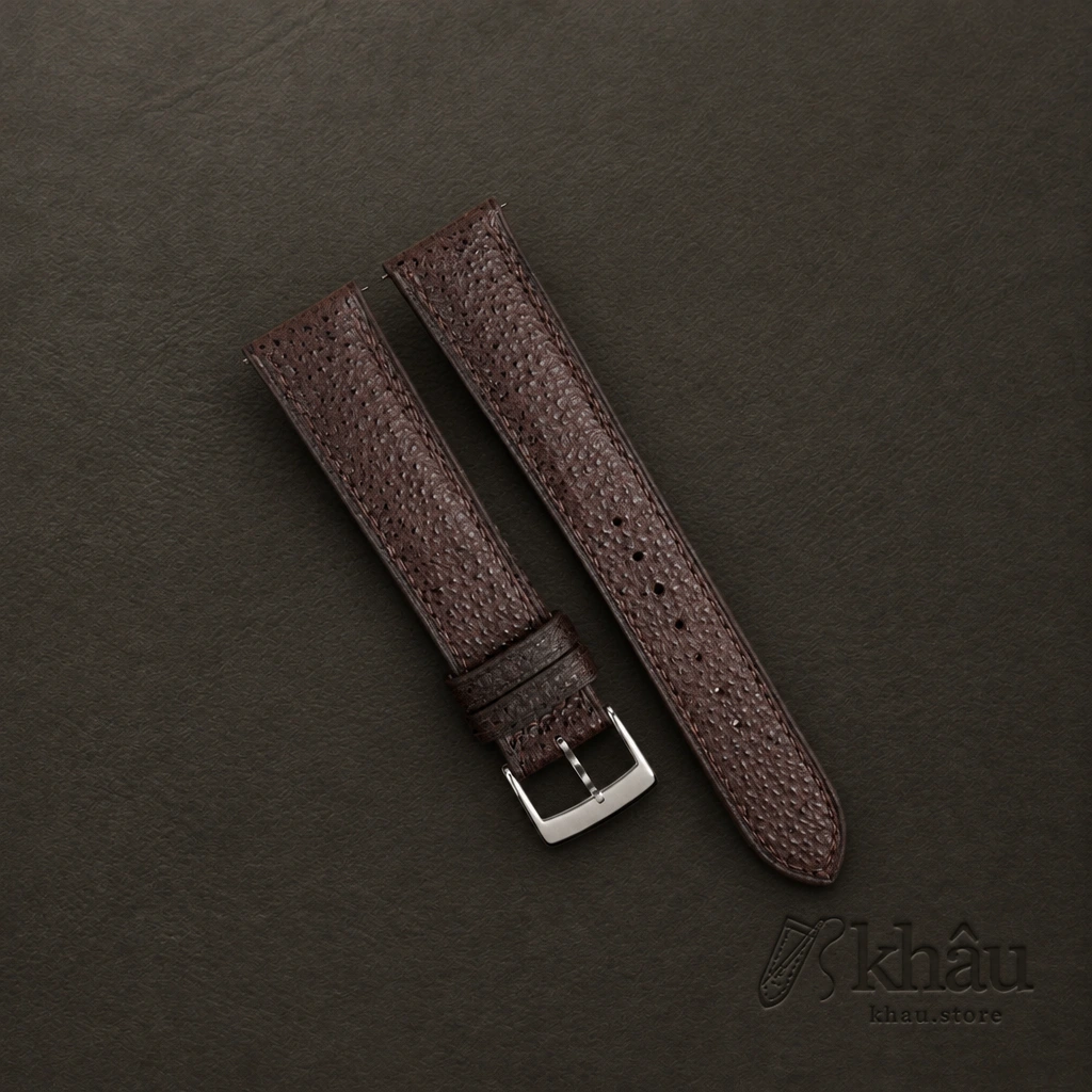 Padded Brown Black Diamond Wagyu Leather Watch Strap — front view