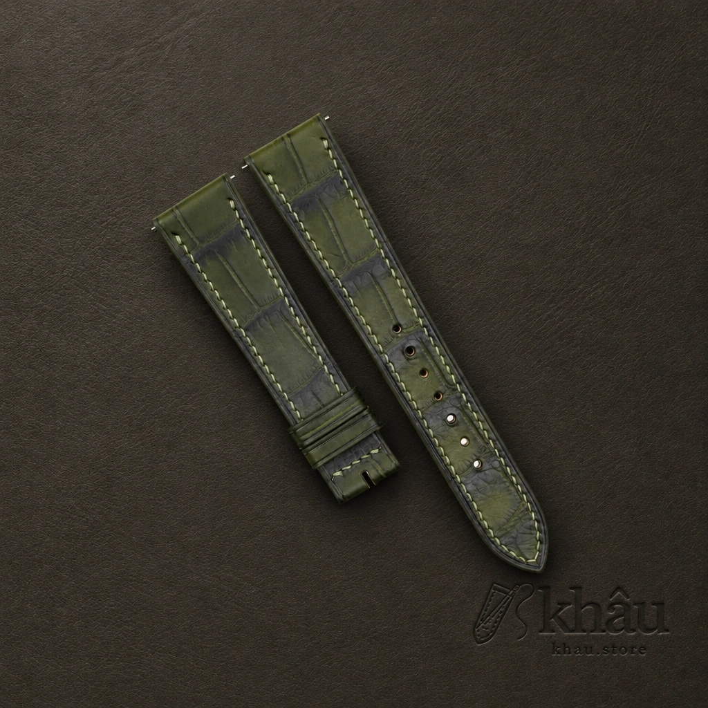 Green Alligator Leather Watch Strap — front view