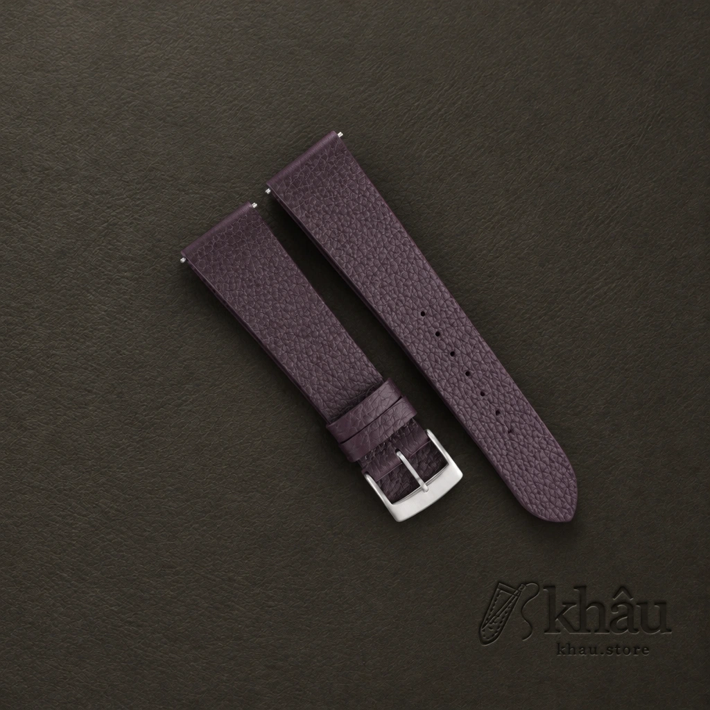Vintage Purple Togo Leather Watch Strap — front view