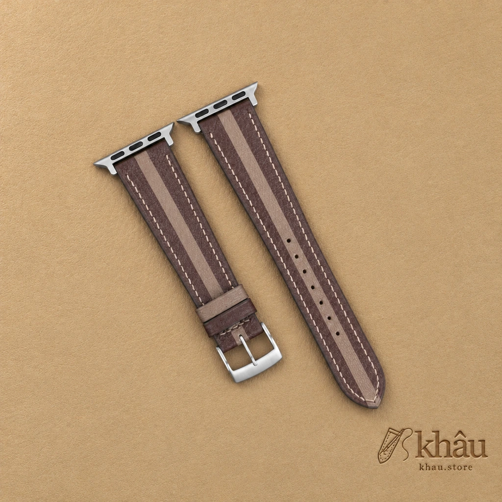 Duocolor Dark Brown Alran Sully Leather Apple Watch Band — front view