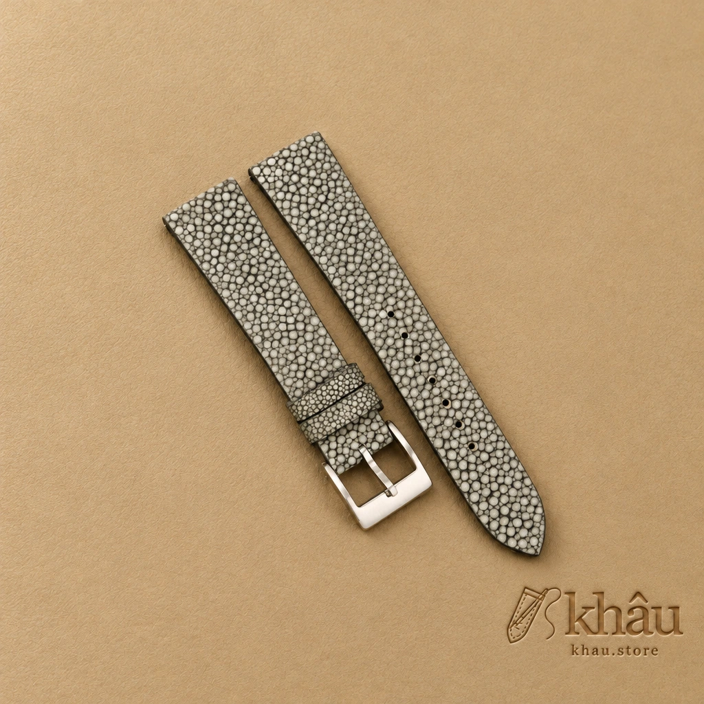 Vintage Moss Stingray Leather Watch Strap — front view