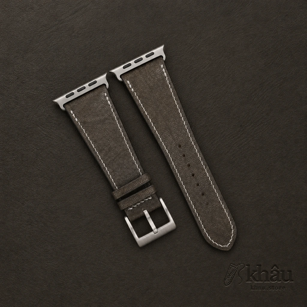 Brown Alran Fat Nat Chevre Leather Apple Watch Ultra Band — front view