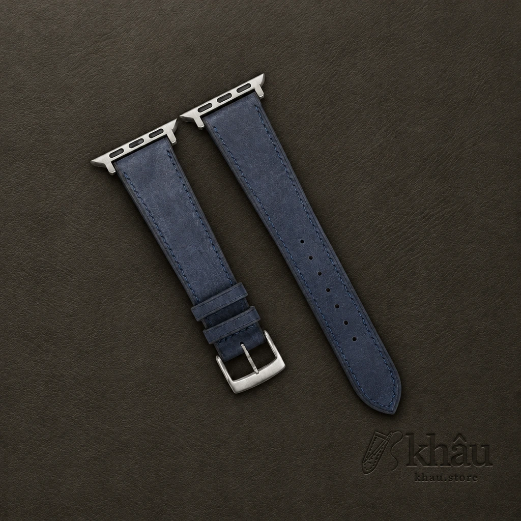 Blue Crazy Horse Leather Apple Watch Band — front view