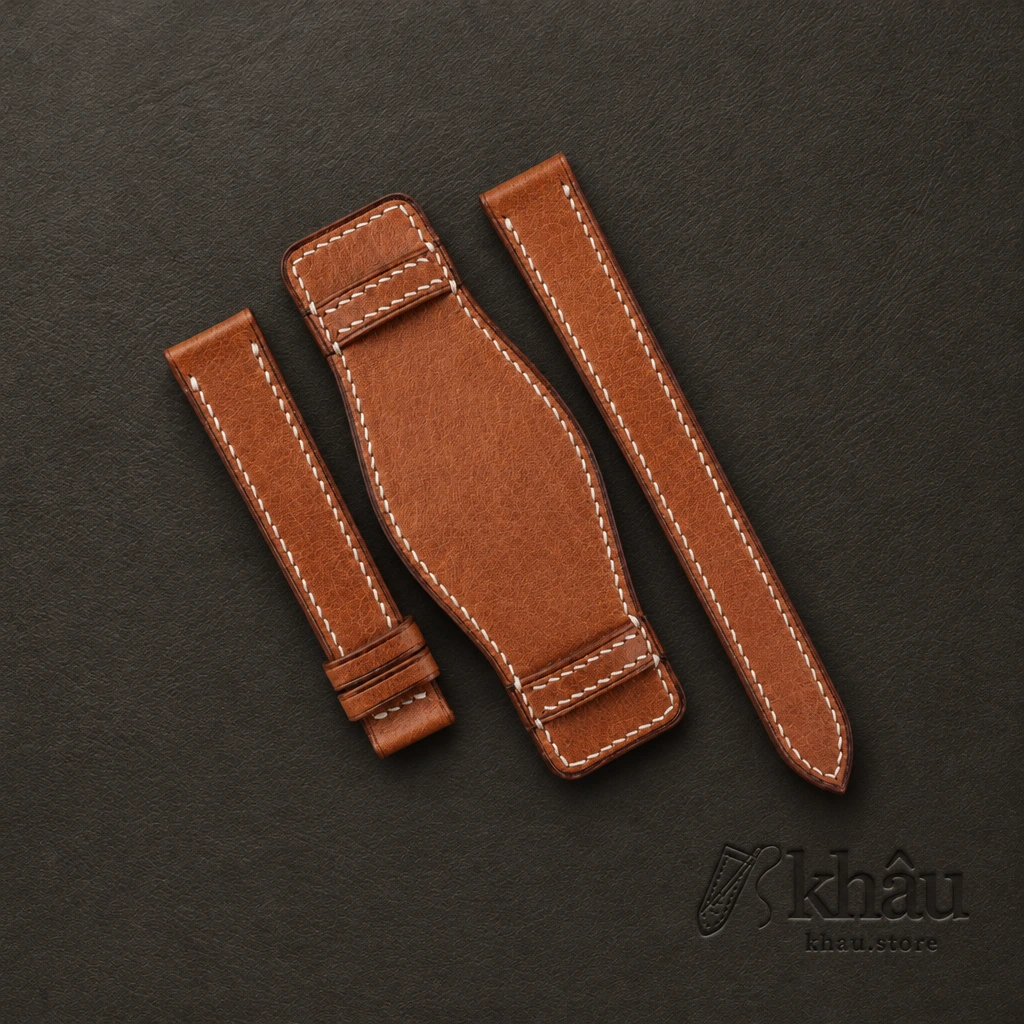 Golden Vachetta Leather Bund Strap — front view