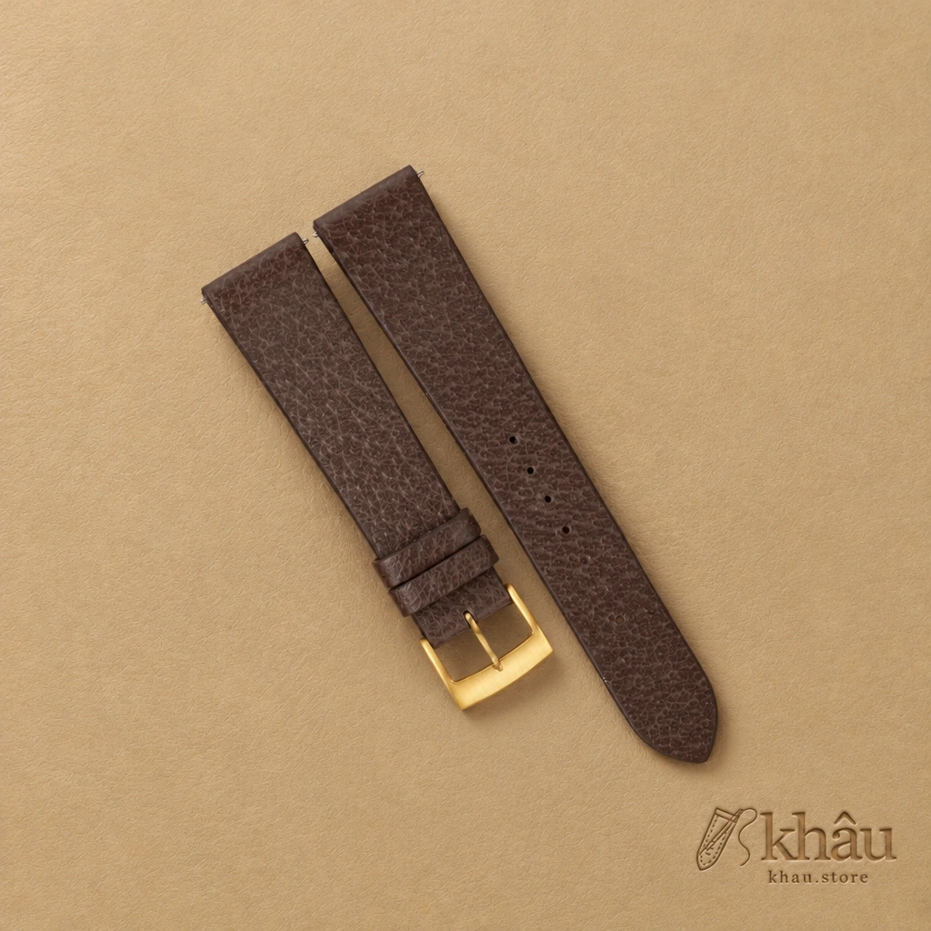 Vintage Dark Taupe Peccary Leather Watch Strap — front view