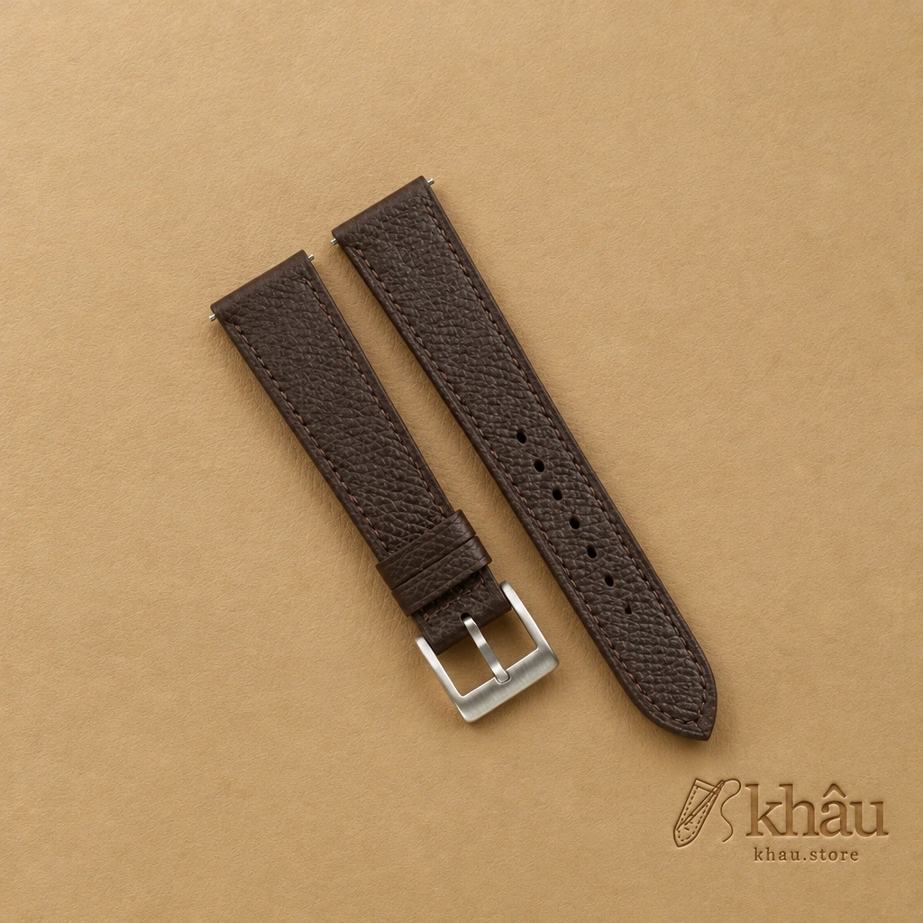 Dark Brown Epsom Leather Watch Strap — front view