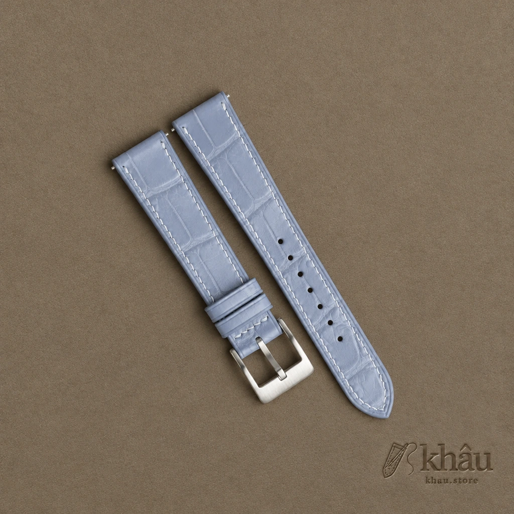 Light Water Alligator Leather Watch Strap — front view