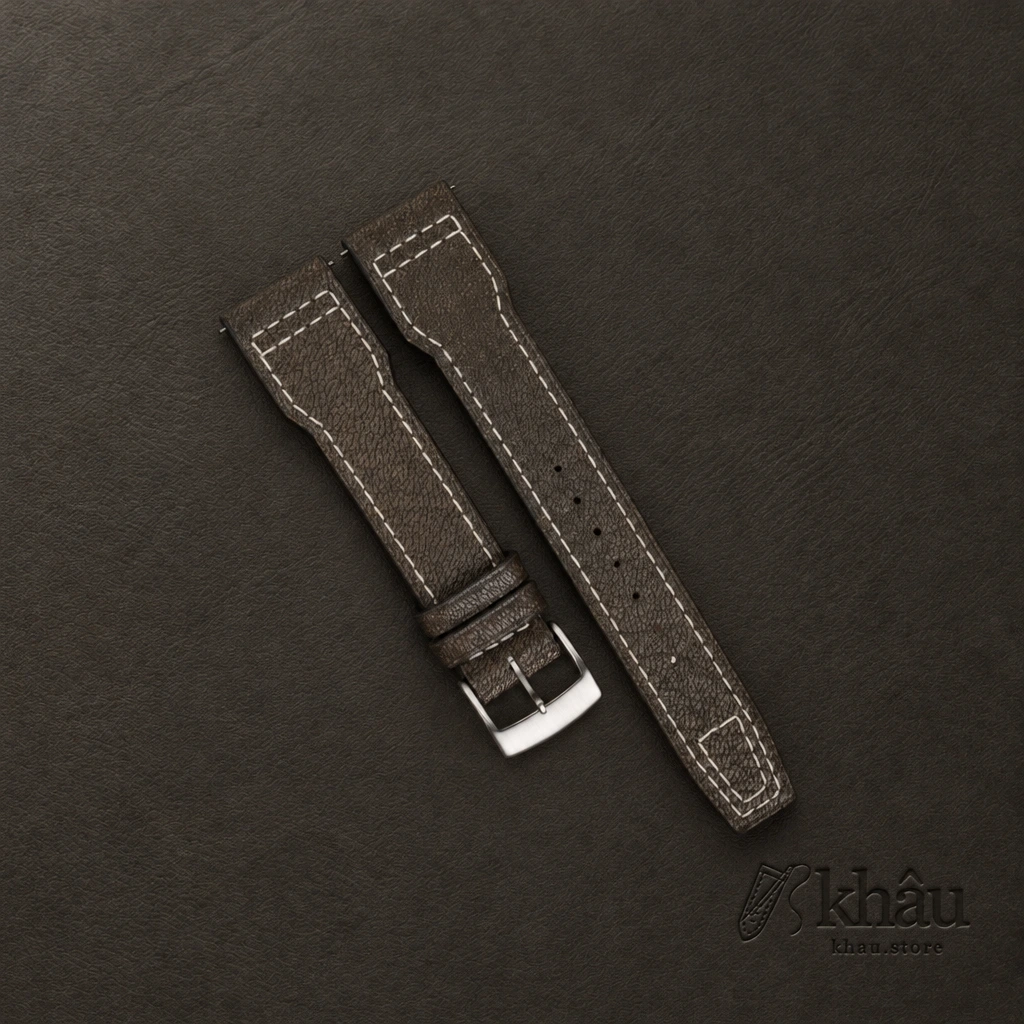 Pilot Brown Alran Fat Nat Chevre Goat Leather Watch Strap — front view