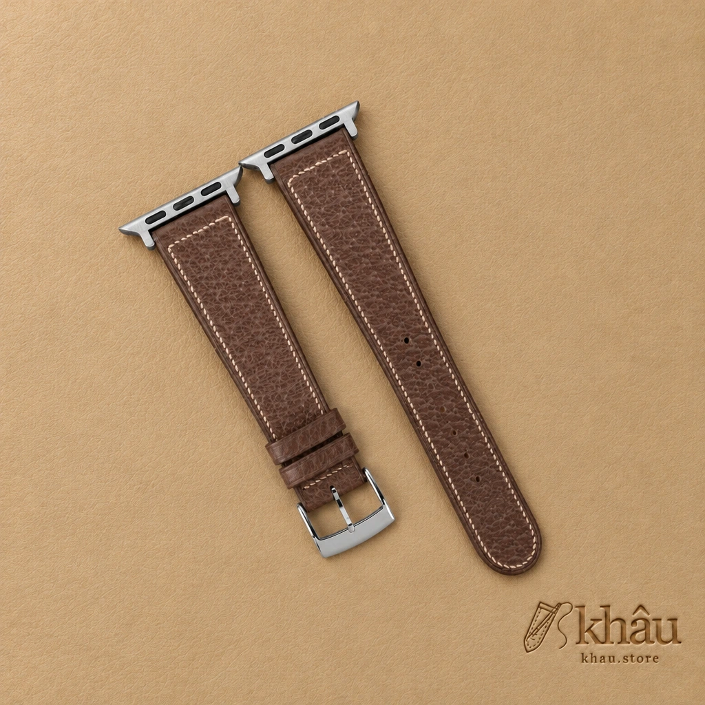 Micro Stitch Dark Taupe Peccary Leather Apple Watch Band — front view