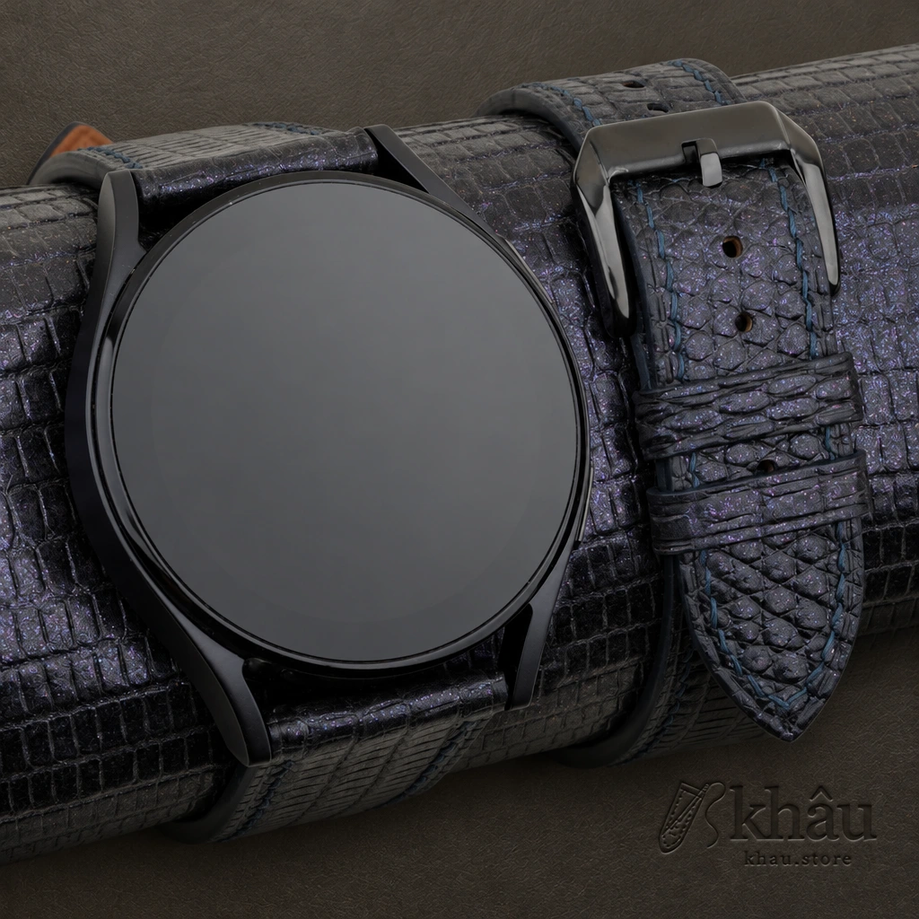 Purple Lizard Leather Samsung Watch Band — front view