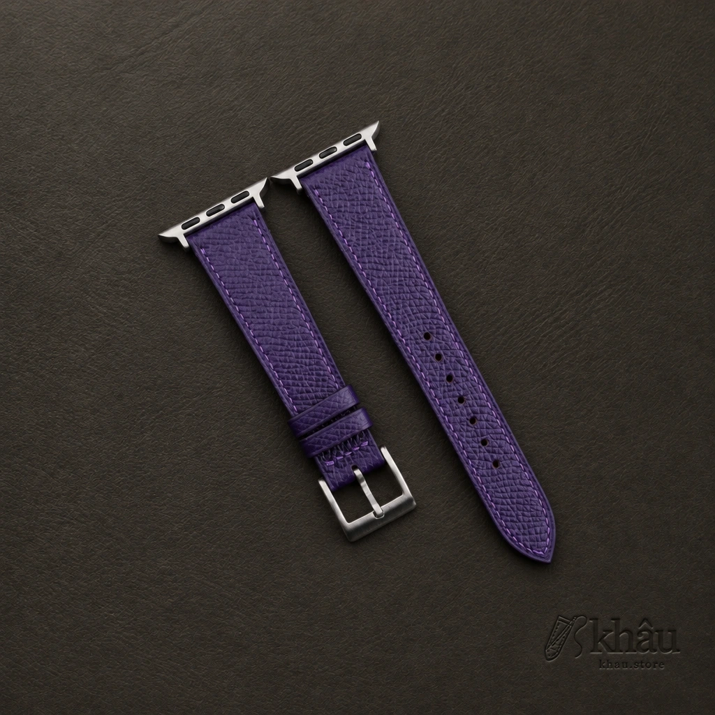 Purple Epsom Calf Leather Apple Watch Band — front view
