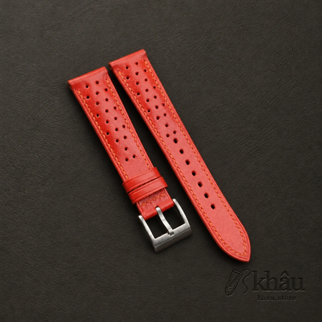 Rally Orange Red Swift Leather Watch Strap — front view