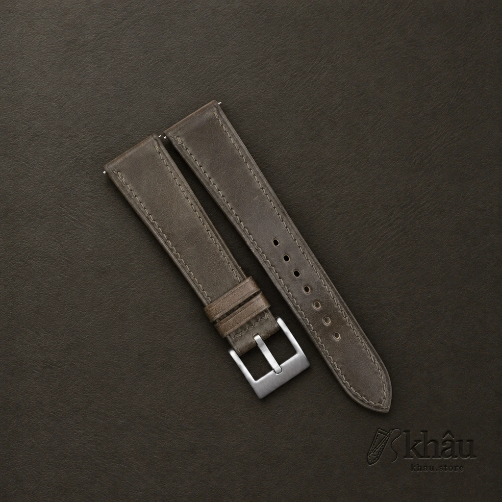 Olive Shell Cordovan Leather Watch Strap — front view