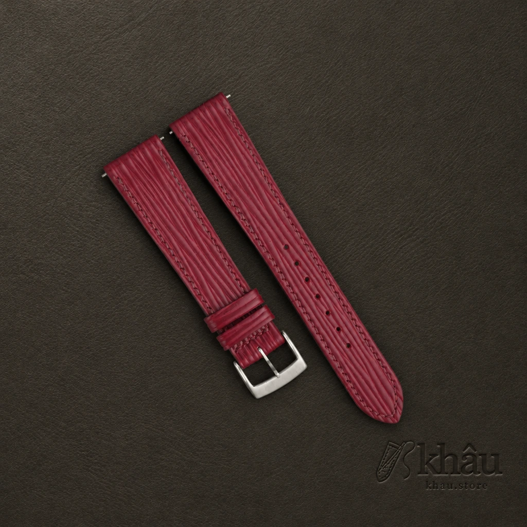 Red Epi Leather Watch Strap — front view