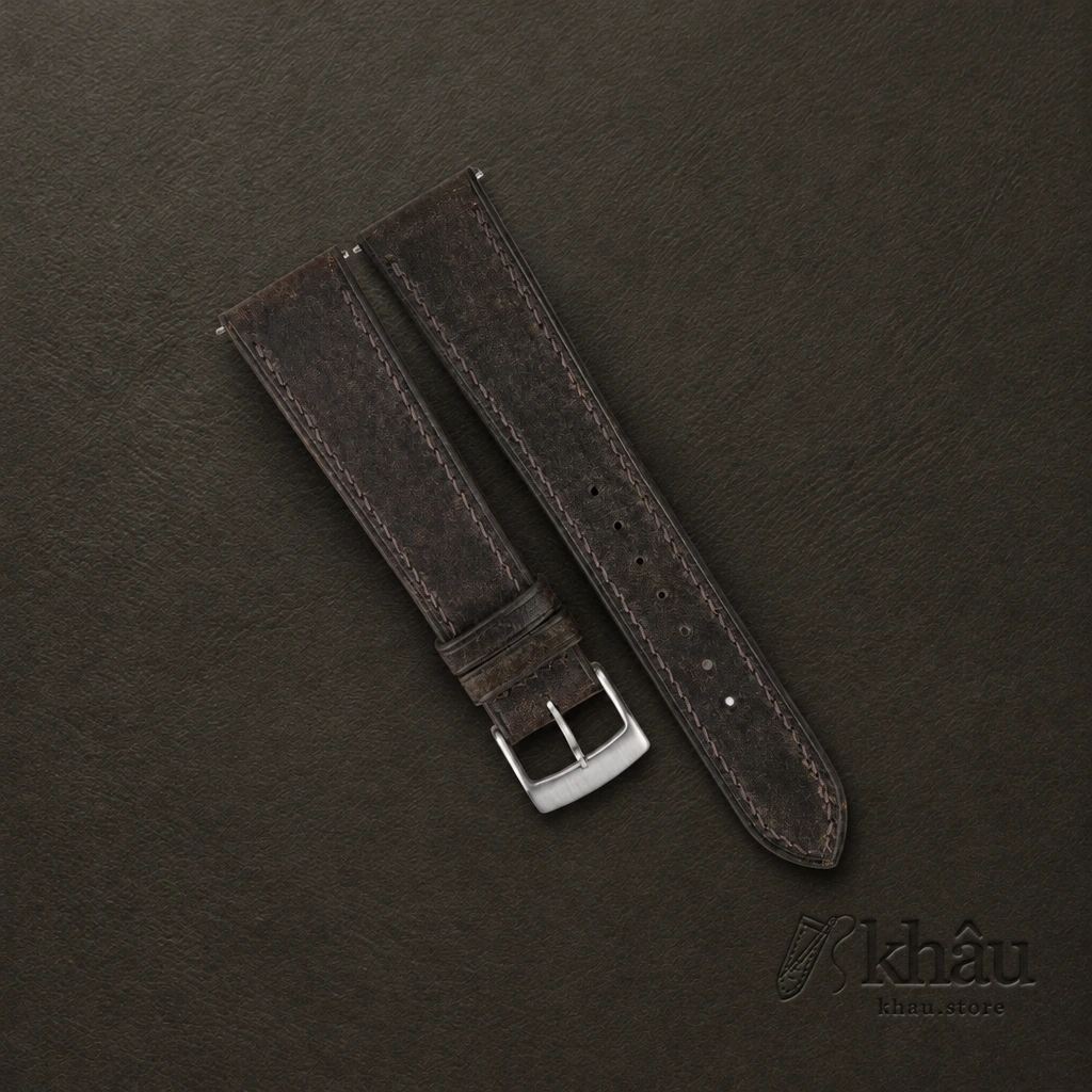 Umber Brown Habana Leather Watch Strap — front view