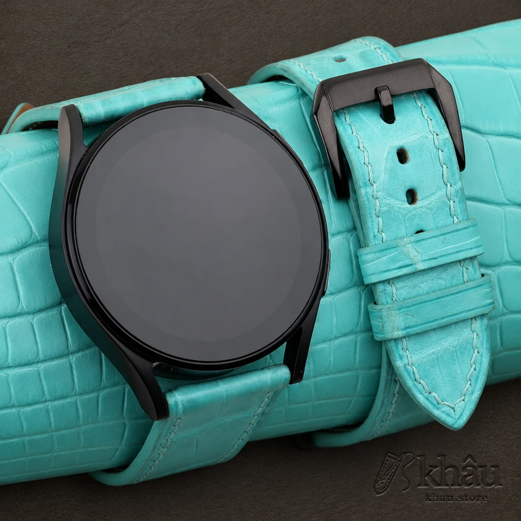 Turquoise Alligator Leather Samsung Watch Band — front view