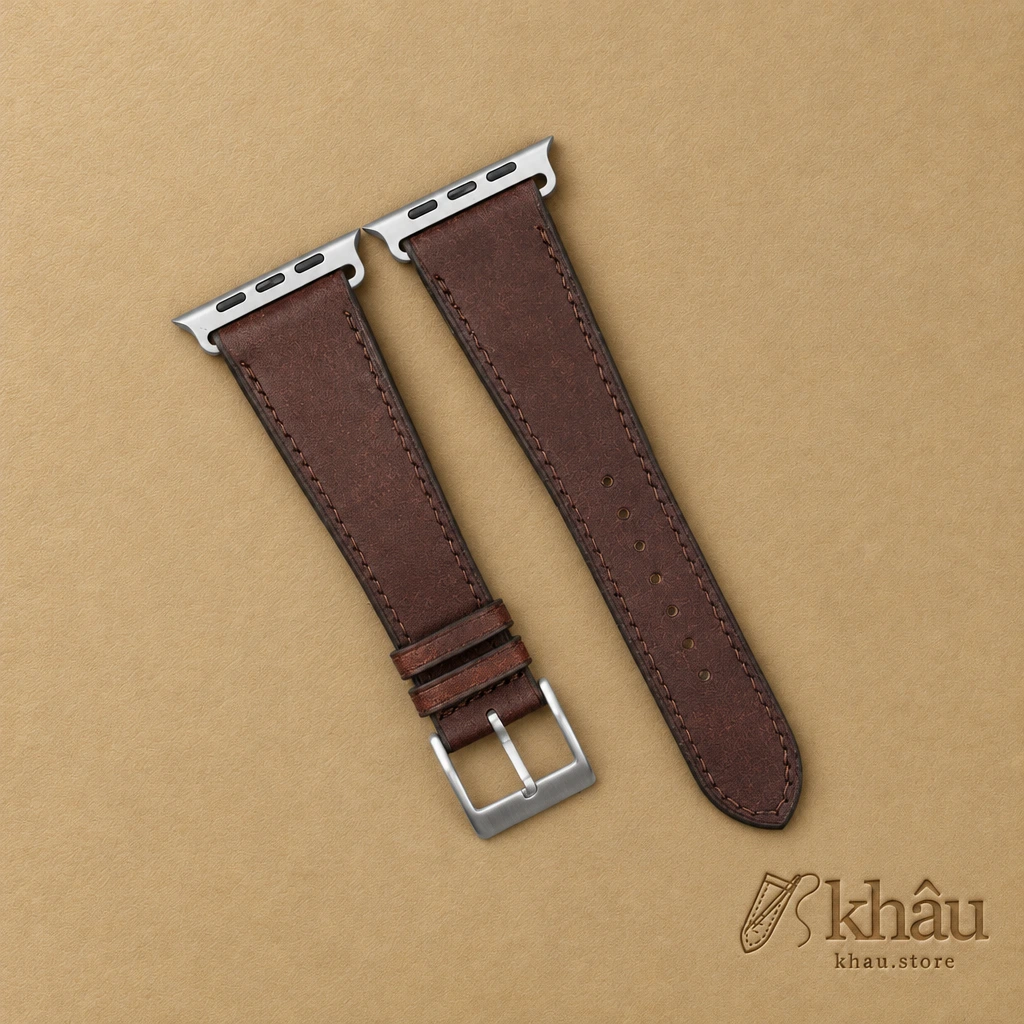 Dark Brown Badalassi Carlo Pueblo Leather Apple Watch Ultra Band — front view